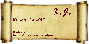 Kuncz Jenő névjegykártya
